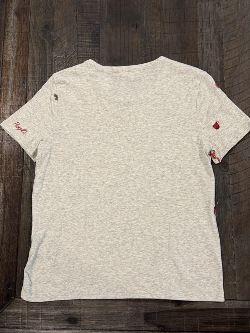 Lucky Brand Women’s Gray Fall Themed T-Shirt Short Sleeve Crew Neck Embroidered - Picture 7 of 16